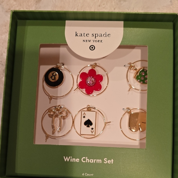 kate spade Other - Kate Spade Playful Wine Charms in Black, Red, Green, and Gold